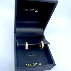 14 K gold small hoop diamond earrings. Brand new! Never worn.